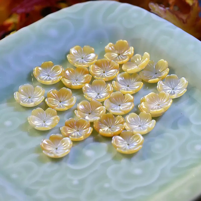 Natural Mother of pearl flower shape cutting earring necklace making small beans jewelry DIY parts using for women bracelet