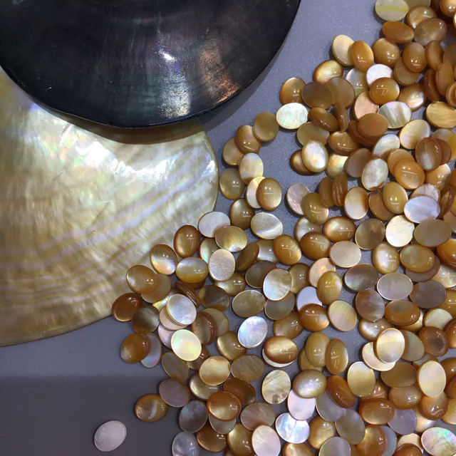 Natural Mother of pearl oval shape cutting abalone shell rings cabochon design for jewelry making inlay women necklace DIY