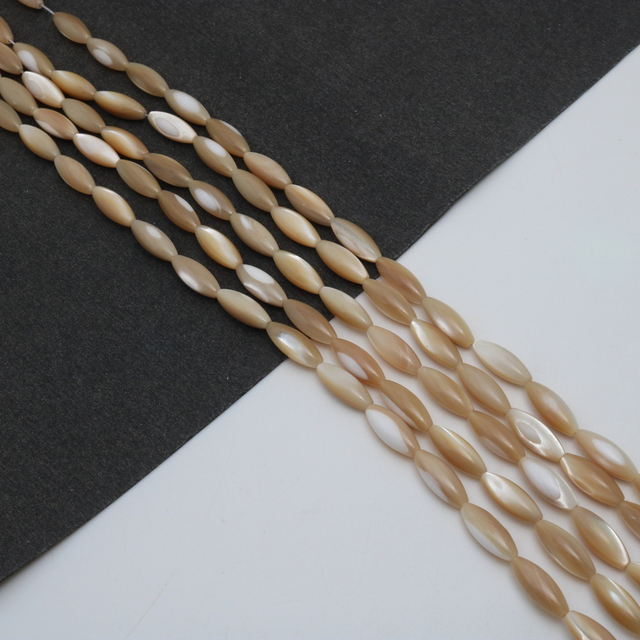 Natural Mother of pearl rice shape cutting for jewelry necklace making brown color lady bracelet beads ball cabochon icons design 