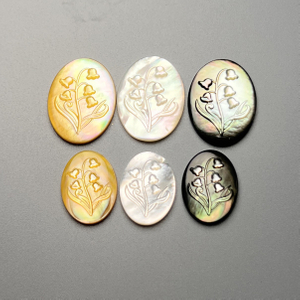 Natural Mother of pearl oval cabochon image cutting for pendant design inlay making high thickness black shell women jewelry 