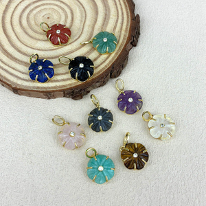 Natural Mother of pearl flower pendant design aventurine stone cabochon jewelry inlay green agate colorful lady jewelry making 