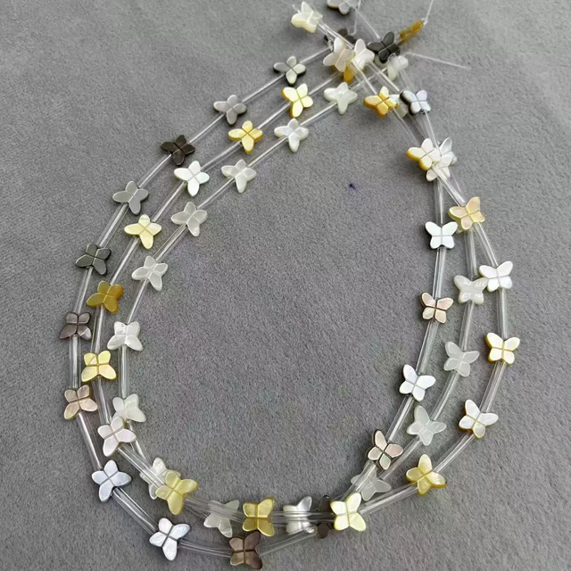 Natural Mother of pearl butterfly shape cutting for bracelet making design small animal making beans yellow color cabochon design