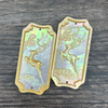 Natural Mother of pearl big pendant animal image cutting square for necklace using yellow shell embossment design cabochon 