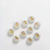 Natural Mother of pearl round beans for necklace design letter cutting small size cabochon bracelet making design shell 