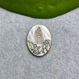Natural Mother of pearl Virgin design for pendant religion style jesus maria design jewelry inlay making round design embossment