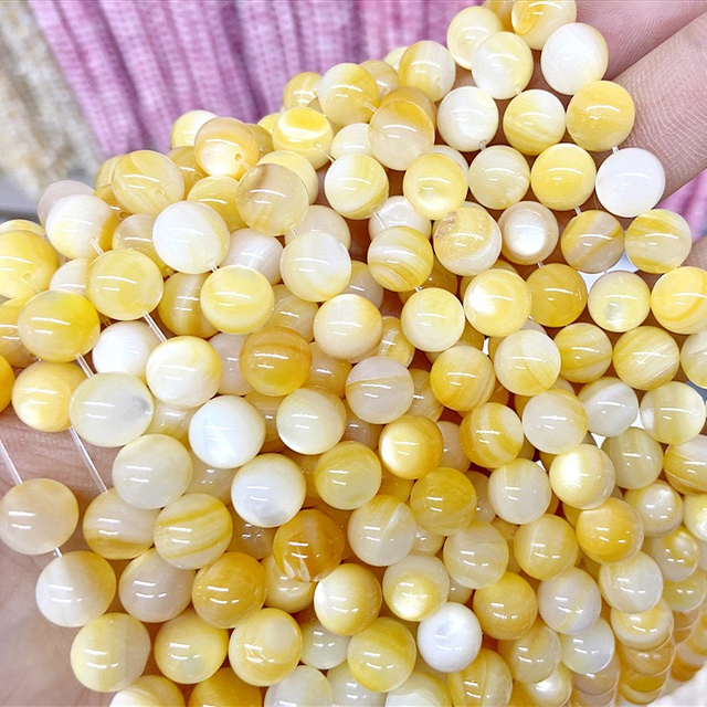 Natural Mother of pearl ball shape design necklace design for women jewelry making yellow shell bracelet design chain design