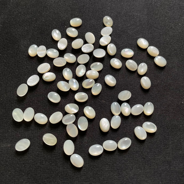 Natural Mother of pearl cabochon oval shape rings egg shape jewelry inlay design for women chain making small beads parts