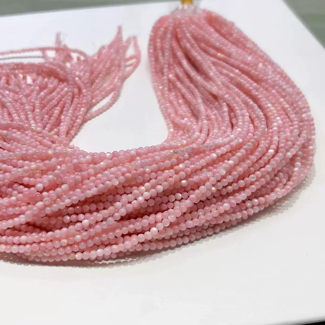 Natural Mother of pearl pink color shell ball necklace women jewelry design making beads small size round shape for chain using 