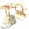 Natural Mother of pearl flower earring design jewelry black earring flower making bracelet design shell and big size necklace 