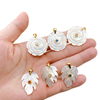 Natural Mother of pearl flower carving pendant for women jewelry design necklace making white shell with stone fashion design