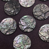 Natural Mother of pearl butterfly design pendant making round embossment cutting round shape black shell face carving icons