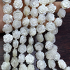 Natural Mother of pearl rose flower carving for necklace making design jewelry double side cutting bracelet DIY cabochon small beads