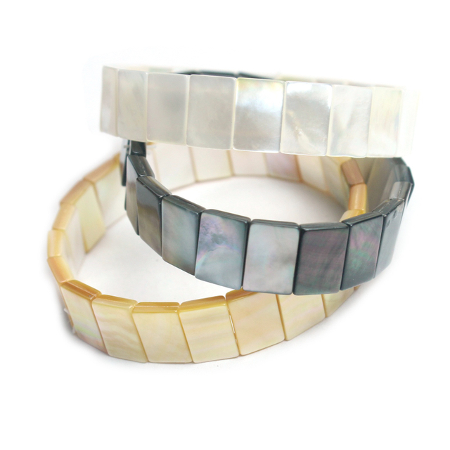 Natural Mother of pearl shell bracelet design for women fashion jewelry making square shape black shell white shell necklace 