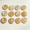Natural Mother of pearl zodiac design cutting yellow shell for women pendant jewelry fashion image cabochon shape embossment 