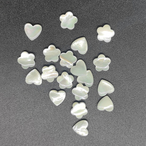 Natural Mother of pearl small heart shape cabochon for earring making inlay bombe face white star cutting fashion jewelry necklace 