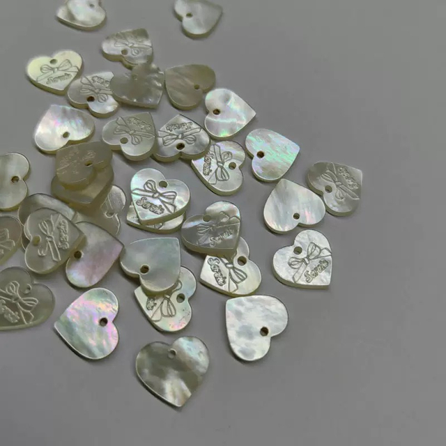 Natural Mother of pearl logo cutting shape round beans for necklace making face carving small things women jewelry DIY laser