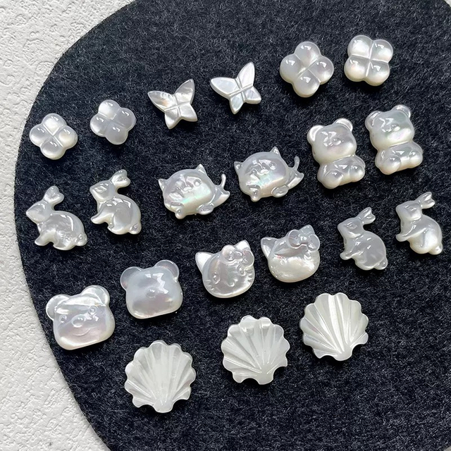 Natural Mother of pearl cabochon design cutting for bracelet design making pretty parts clover shape butterfly design women jewelry