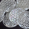 Natural Mother of pearl round pendant cutting hollow design face carving big size image for earrings making by handmade jewelry