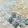 Natural Mother of pearl clover shape cutting square cabochon making for bracelet design thin flower embossment image parts 