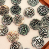 Natural Mother of pearl black flower shape cutting rings design making embossment face DIY jewelry girl play things colorful