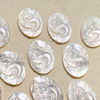 Natural Mother of pearl image design cutting fish shape for pendant making women jewelry embossment design cabochon bigger size 