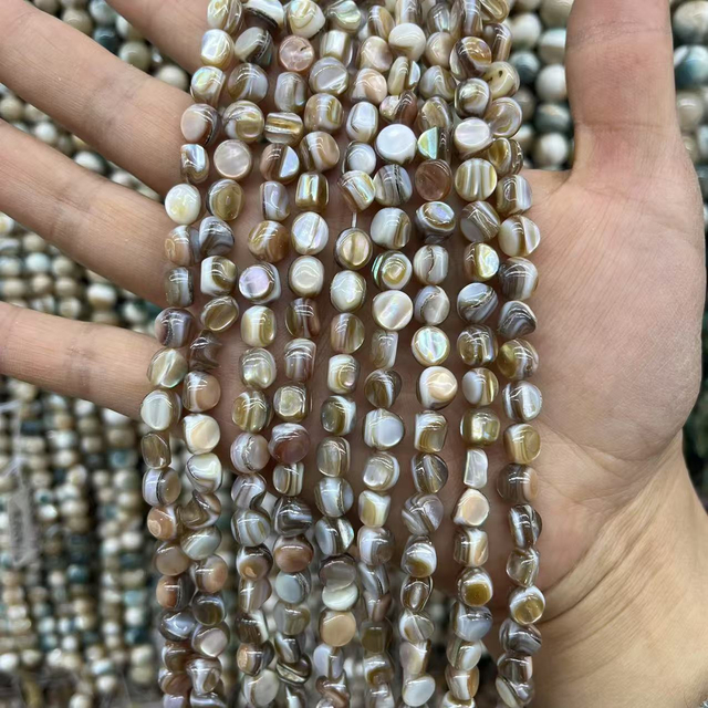 Natural Mother of pearl small beans cutting for necklace design making gray shell women fashion jewelry DIY conch shell bracelet