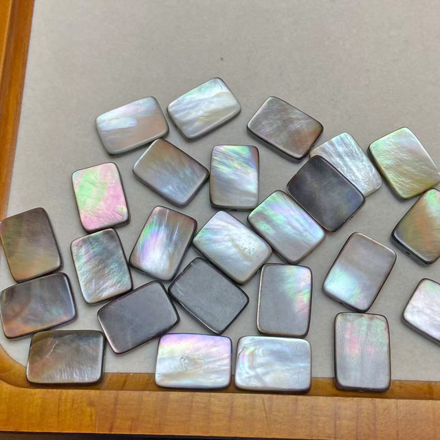 Natural Mother of pearl rectangle shape cutting for bracelet design women jewelry making black shell small beans cabochon 