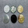 Natural Mother of pearl oval shape cutting flower image design for jewelry inlay pendant making cabochon icons yellow shell 
