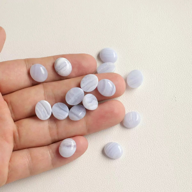 Natural Mother of pearl round cabochon for rings making design blue stone jewelry necklace design inlay small beans crystal