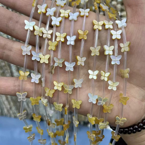 Natural Mother of pearl butterfly shape cutting for bracelet making design small animal making beans yellow color cabochon design