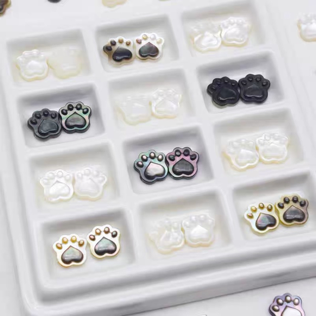 Natural Mother of pearl claw for cat design small cabochon earrings design girl jewelry design inlay beans pretty things icons 