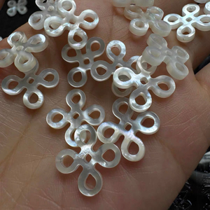 Natural Mother of pearl logo design cutting for necklace making women bracelet hollow design cabochon small beans fashion jewelry