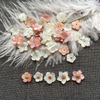 Natural Mother of pearl small flower carving for rings design for brooch making women necklace using parts pink shell for girl