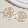 Natural Mother of pearl round pendant cutting hollow design face carving big size image for earrings making by handmade jewelry