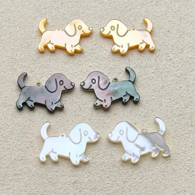 Natural Mother of pearl animal design cutting dog image for jewelry bracelet making small beans cabochon girls necklace DIY using