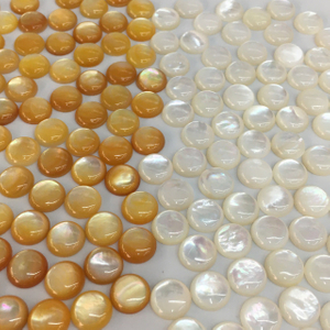 Natural Mother of pearl small cabochon yellow color for rings inlay making women necklace round shape parts bombe design 