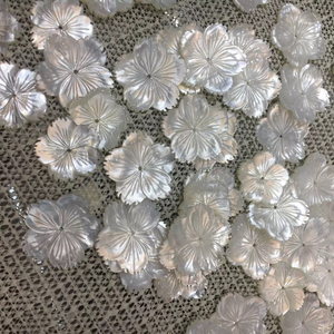 Natural Mother of pearl big flower shape cutting brooch design making women jewelry DIY beans fashion inlay parts white flower