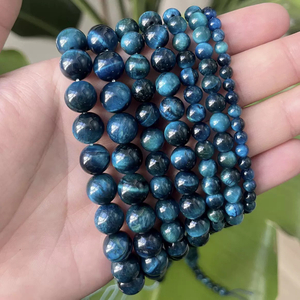 Natural Mother of pearl necklace women jewelry blue tiger eyes stone beans round ball bracelet making design for DIY small size