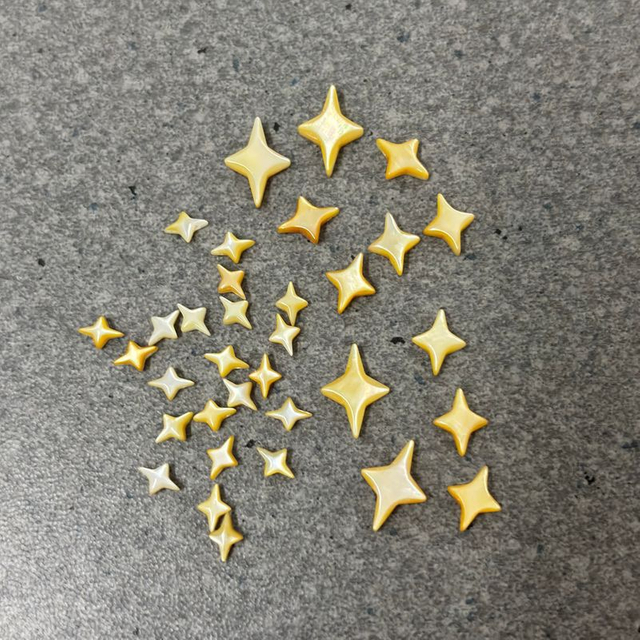 Natural Mother of pearl small beans little star cabochon for earrings design clover cutting inlay bracelet lady jewelry yellow shell