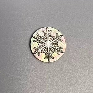 Natural Mother of pearl round cabochon design cutting for jewelry inlay making round snow design embossment black shell 