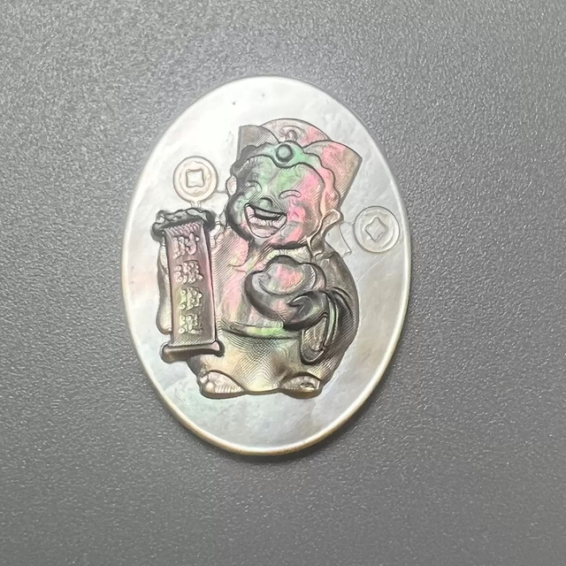 Natural Mother of pearl image cutting pendant black shell icons women jewelry oval shape inlay making embossment design 