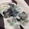 Natural Mother of pearl clover shape design cabochon jewelry earring cutting black shell inlay design face carving flower shape