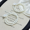 Natural Mother of pearl fashion bracelet for women jewelry flower design with shell white color DIY ball chain lady jewelry design 