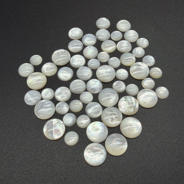 Natural Mother of pearl cabochon cutting rings design making round beads jewelry parts for earring necklace using white shell