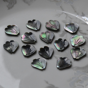 Natural Mother of pearl black leaf cutting for earrings women jewelry desing small parts cabochon handmade carving flower