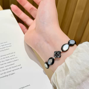 Natural Mother of pearl women bracelet design beans black color oval shape bombe face jewelry parts fashion design cabochon 
