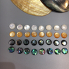 Natural Mother of pearl oval shape cutting small cabochon yellow shell rings inlay using round shape necklace design colorful shell earrings 