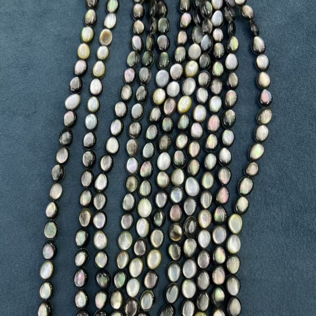 Natural Mother of pearl oval shape cutting black beans oval cabochon for necklace bombe face for inlay jewelry shining cabochon 