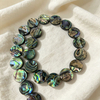 Natural Mother of pearl round shape cutting abalone shell bracelet design plain face for women necklace parts colorful icons carving