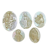 Natural Mother of pearl jesus design cutting oval shape cabochon carmo image for women pendant inlay making guadalupe design